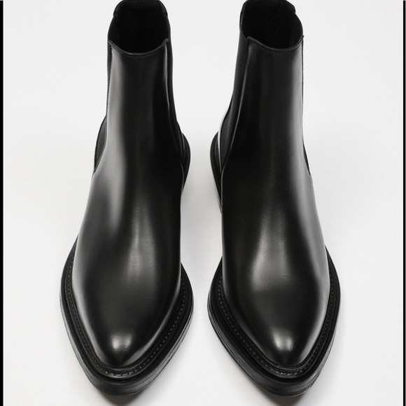 Zara Shoes - Zara Black leather pointed to Chelsea boots size 41